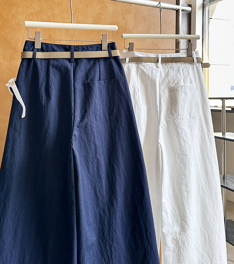Juzhi Spring New Korean Style Washing Tooling Straight Tube Commuter High Waist Slimming Wide Leg Pants 8058