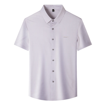 Summer High-end Jacquard Ice-feeling Non-ironing Mulberry Silk Short-sleeved Shirt Light Luxury High-end Business Shirt