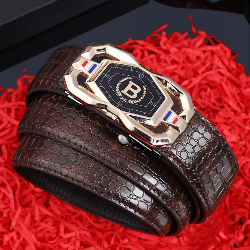 Men's Crocodile Pattern Leather Belt