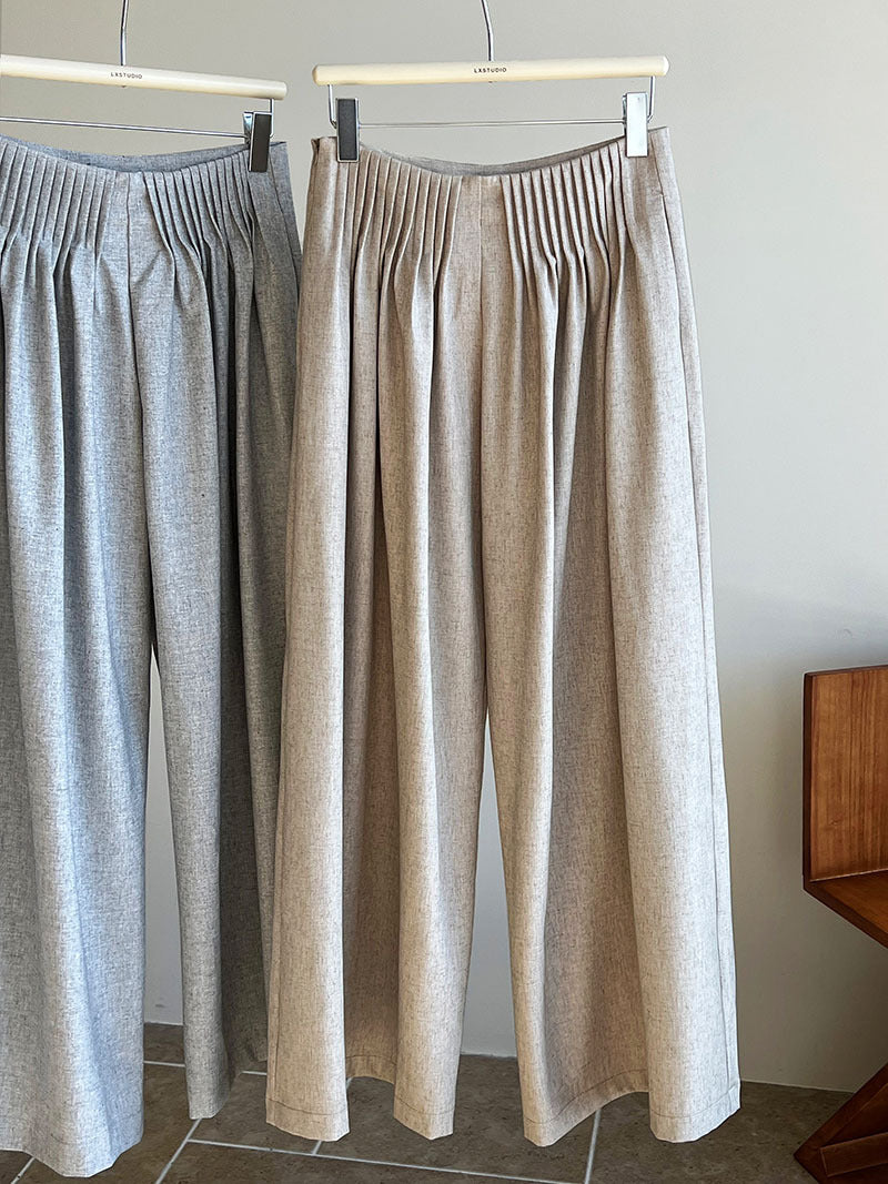 Luxi Gao Ding worsted ~ design pleated suit pants trousers women's old money style high waist mopping wide leg pants 1919