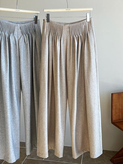 Luxi Gao Ding worsted ~ design pleated suit pants trousers women's old money style high waist mopping wide leg pants 1919
