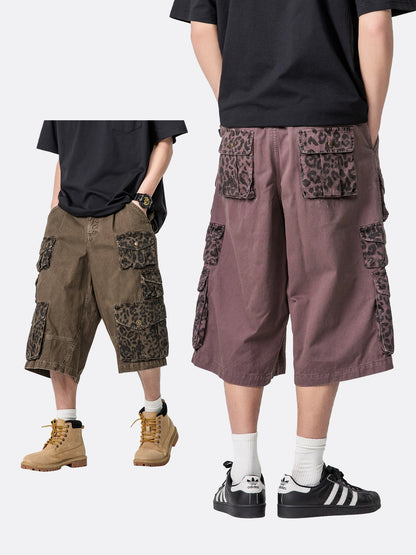Black Fleet Retro Washed Solid Color Workwear Capri Pants Unisex Versatile Fashion Everyday Pants Trendy Straight-Leg