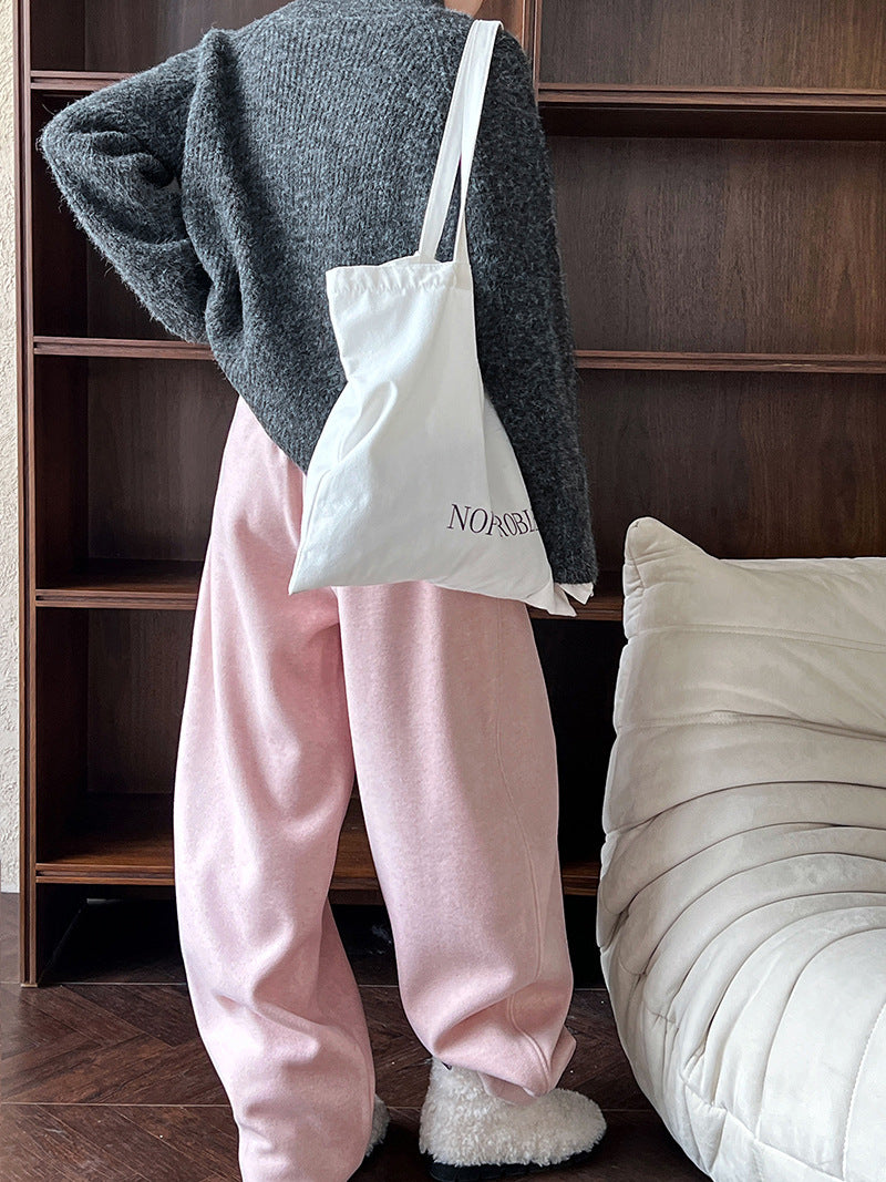 Luxi pants giant good ~ Korean thick woolen sickle pants women fall/winter new slim cashmere pants 1829