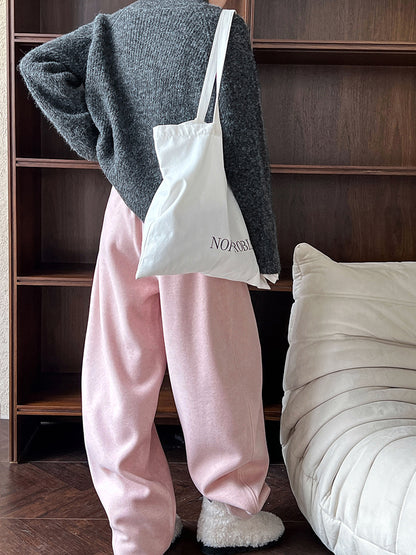 Luxi pants giant good ~ Korean thick woolen sickle pants women fall/winter new slim cashmere pants 1829
