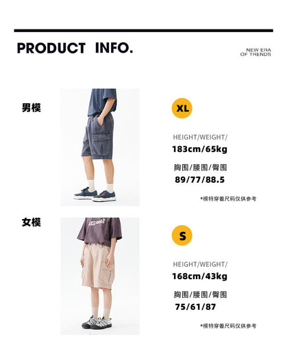 Black Fleet American-Style Shorts Men's Summer Workwear Six-Point Pants Multi-Pocket Loose Casual Couple Style Retro Heavyweight