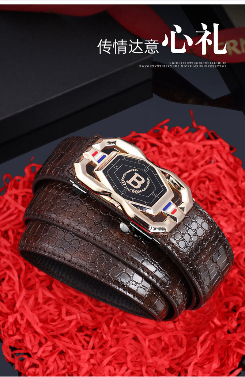 Men's Crocodile Pattern Leather Belt