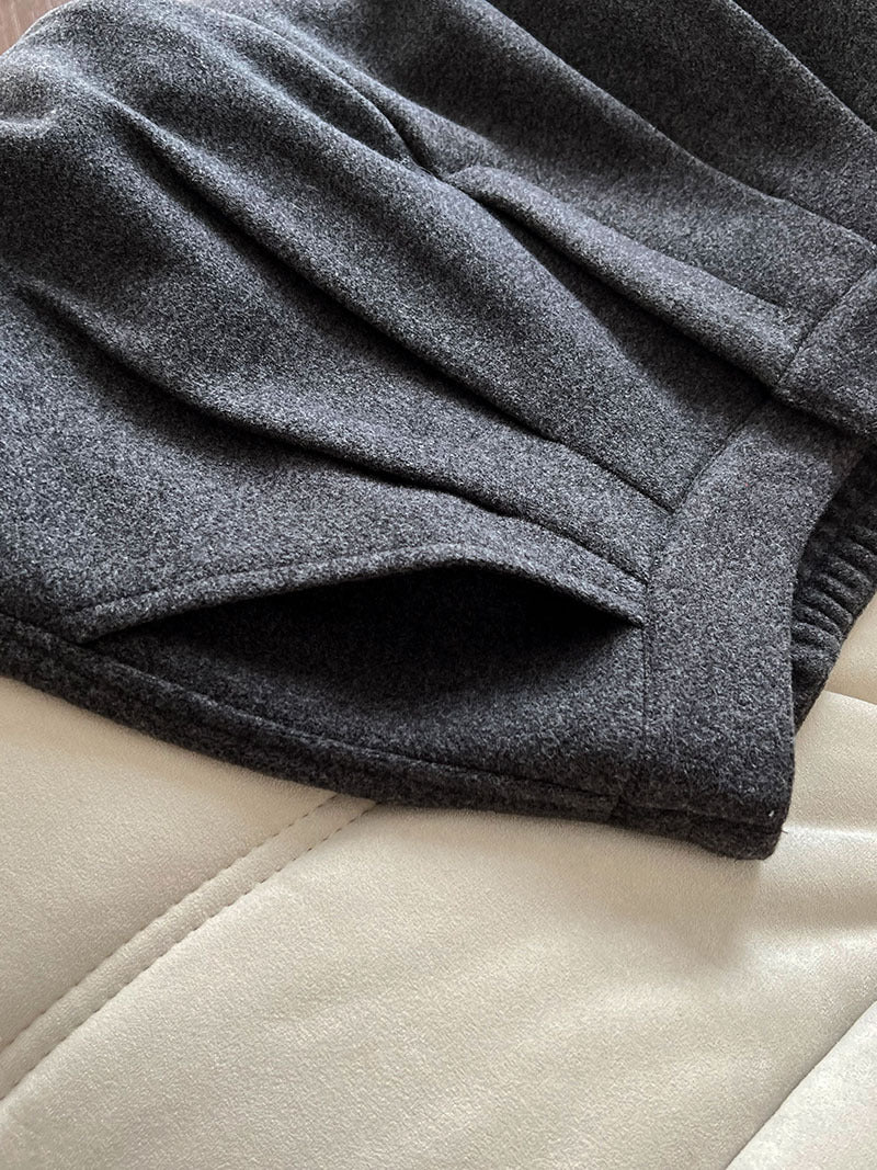 Luxi pants giant good ~ Korean thick woolen sickle pants women fall/winter new slim cashmere pants 1829