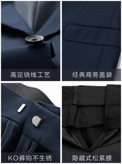 Suit Suit Men's Suit Navy Blue Wedding Dress Groomsmen Group Clothing Insurance Sales Staff Clothing Customization
