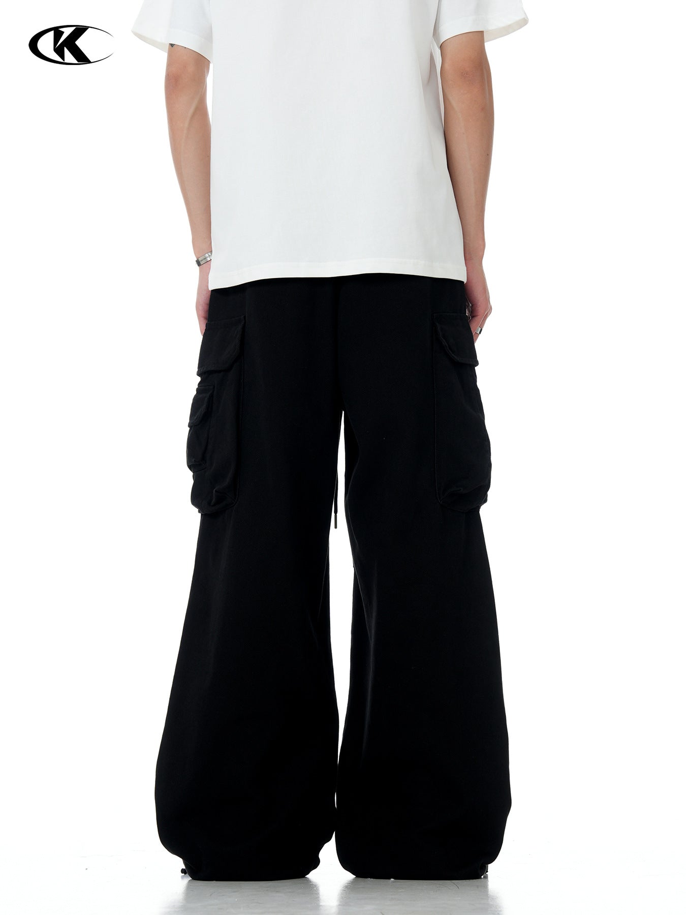 11Kn American Paratrooper Cargo Pants for Men and Women, Retro Draped, Multi-Flap Pocket Pants Drawstring, Wide Legs, Slim Straight Casual Pants