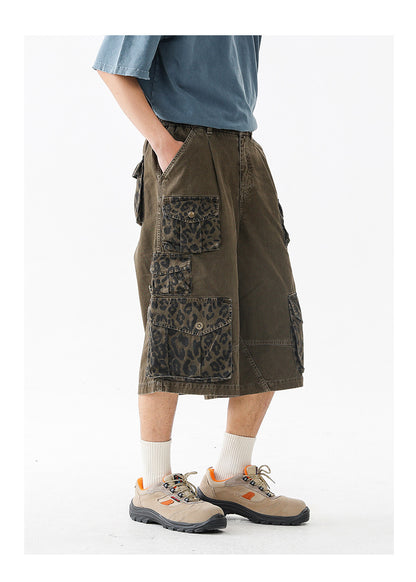 Black Fleet Retro Washed Solid Color Workwear Capri Pants Unisex Versatile Fashion Everyday Pants Trendy Straight-Leg