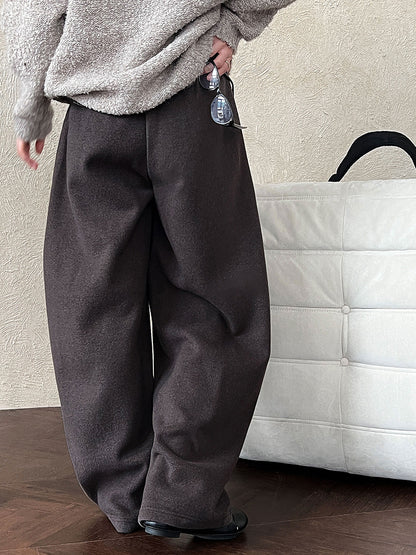 Luxi pants giant good ~ Korean thick woolen sickle pants women fall/winter new slim cashmere pants 1829