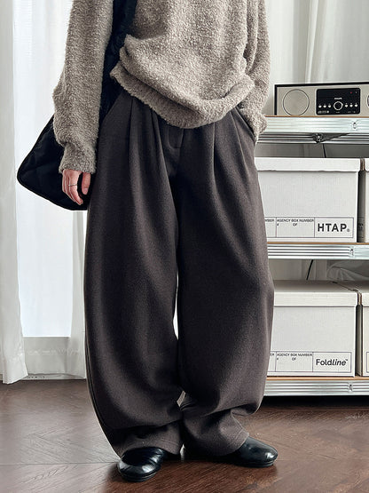 Luxi pants giant good ~ Korean thick woolen sickle pants women fall/winter new slim cashmere pants 1829