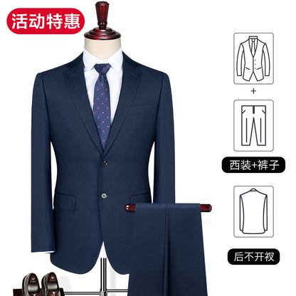 Suit Suit Men's Suit Navy Blue Wedding Dress Groomsmen Group Clothing Insurance Sales Staff Clothing Customization