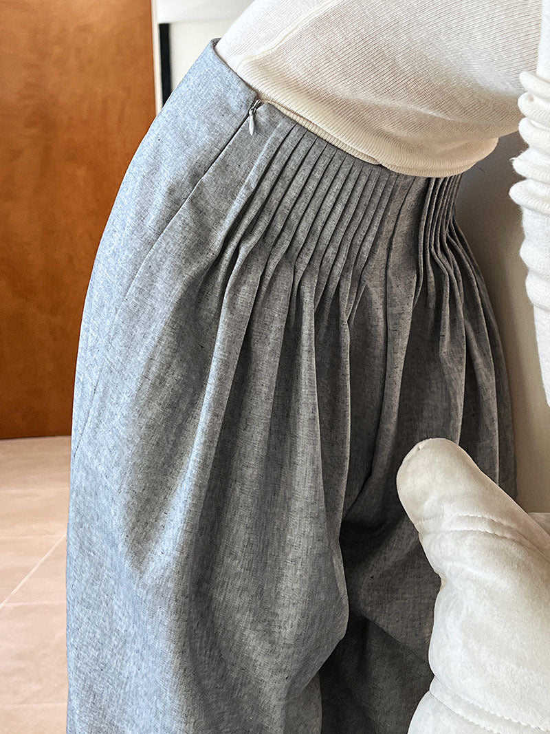 Luxi Gao Ding worsted ~ design pleated suit pants trousers women's old money style high waist mopping wide leg pants 1919