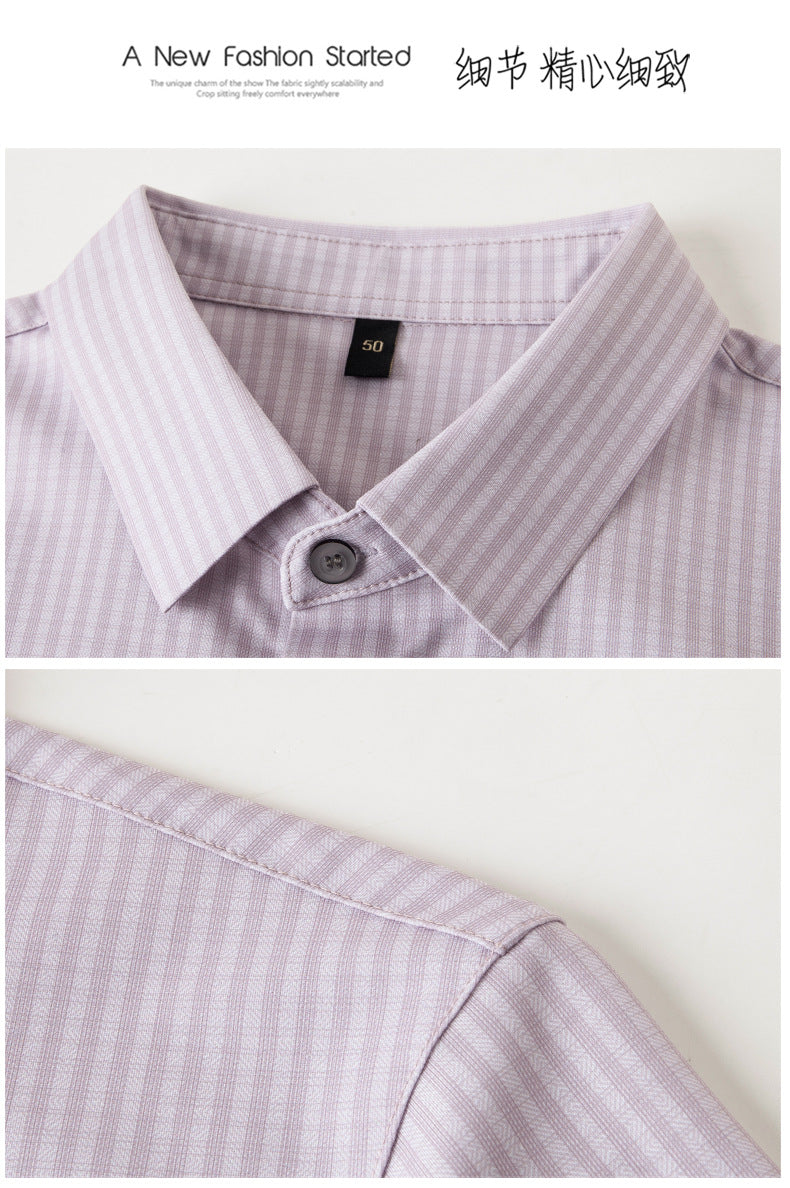 Summer High-end Jacquard Ice-feeling Non-ironing Mulberry Silk Short-sleeved Shirt Light Luxury High-end Business Shirt