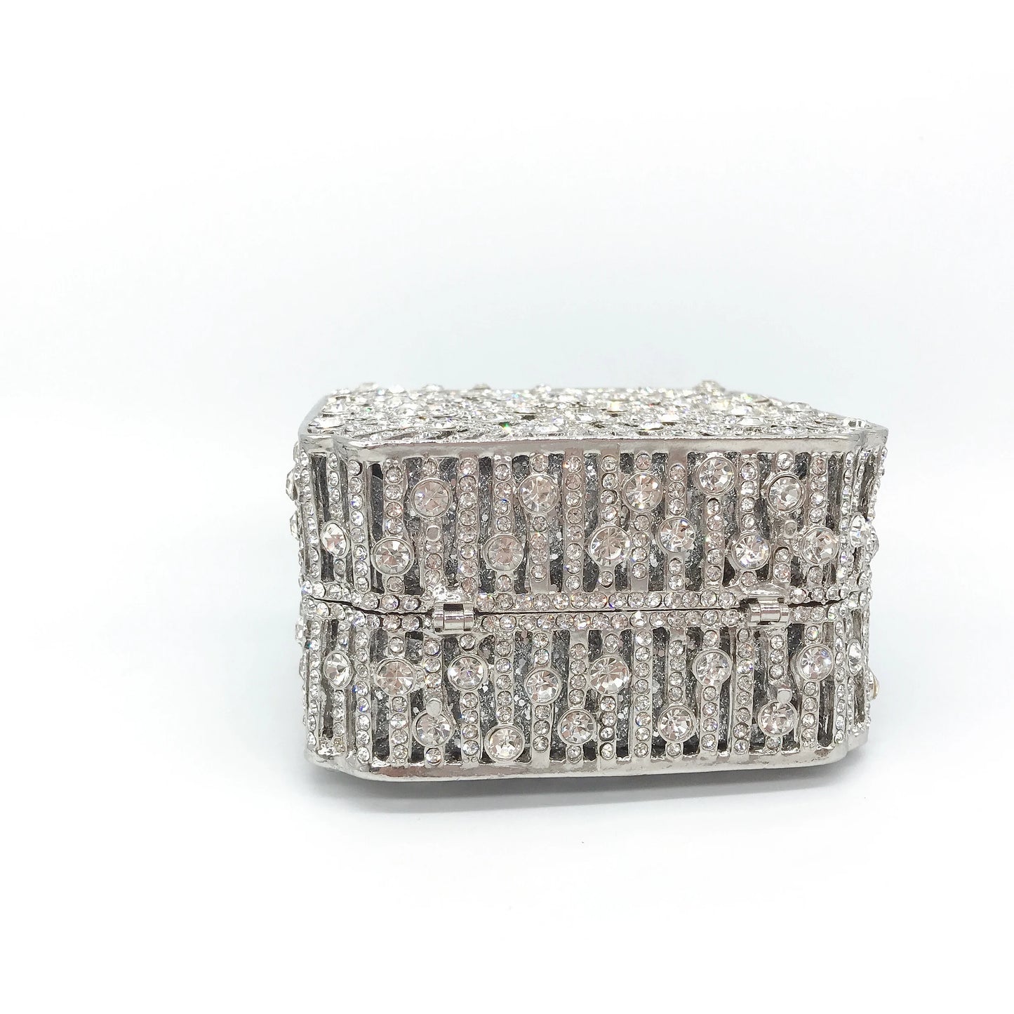 Women Clutch Bag Small Square Box, Full Cover Rhinestone Crystal Evening Bag, Handmade Bridal Party Wedding Prom Dinner Purse