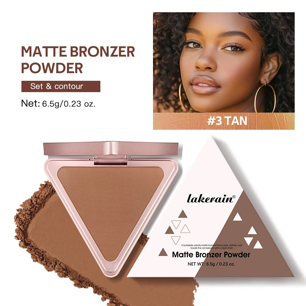 Soft Velvet Matte Bronzer Pressed Powder Long Wear Contour Even Skin Tone Light Setting Powder Natural Tan Shade Face Makeup