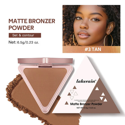 Soft Velvet Matte Bronzer Pressed Powder Long Wear Contour Even Skin Tone Light Setting Powder Natural Tan Shade Face Makeup