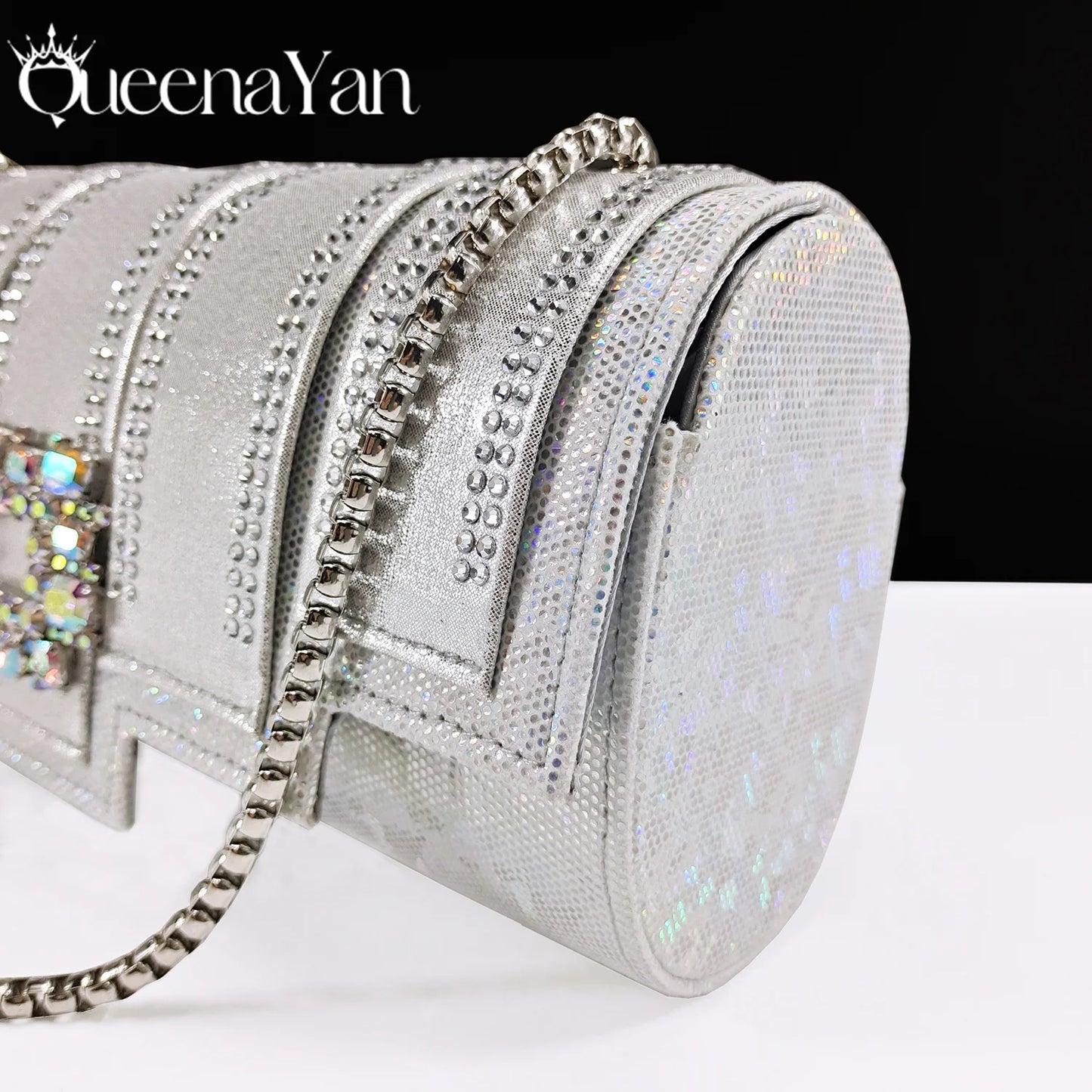 Queena Yan Nigeria Elegant Noble Party Wedding Shoes And Bag Pointed Toe Decorated With Rhinestone Women Heel Shoes