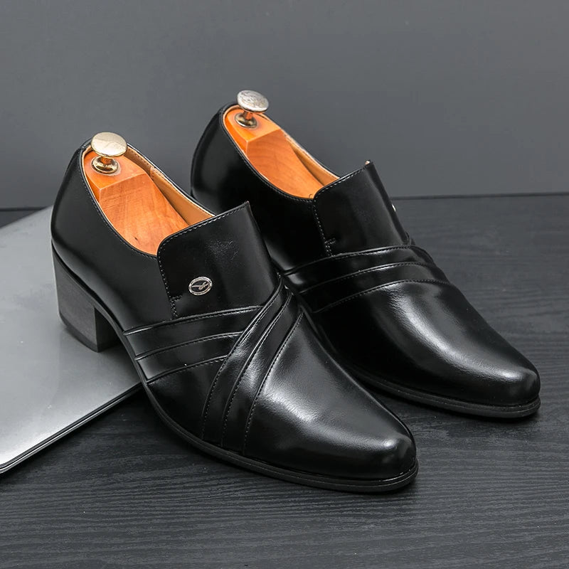 Men Formal Oxford Shoes Casual Business Office Party Loafers Men's High Heels Shoes Classic Men Shoes PU Leather Dress Shoes