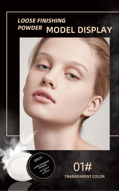 QIBEST 4 Colors Loose Powder Waterproof Oil-Control Matte Finish Compact Setting Powder Long-Lasting Invisible Pores Face Makeup