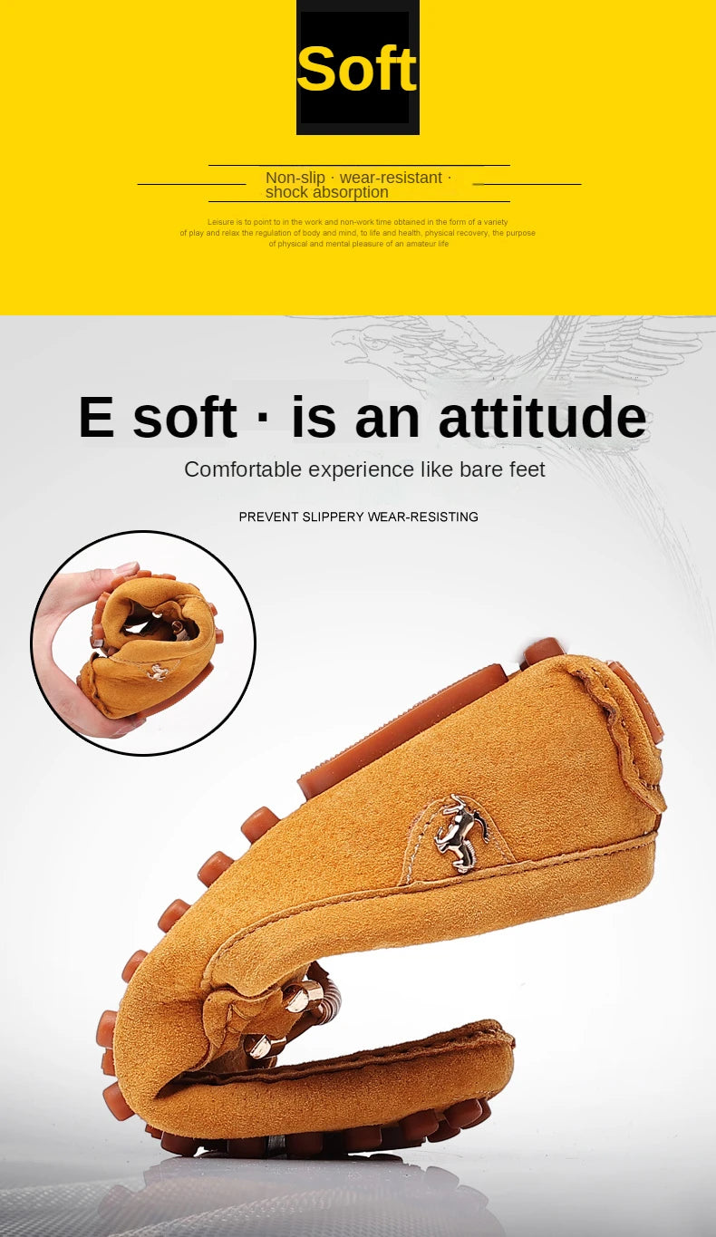 Men Genuine Leather Driving Shoes Metal Buckle Moccasins Slip-On Casual Loafers Men's Comfortable Flats Mocasines