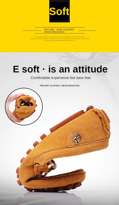 Men Genuine Leather Driving Shoes Metal Buckle Moccasins Slip-On Casual Loafers Men's Comfortable Flats Mocasines