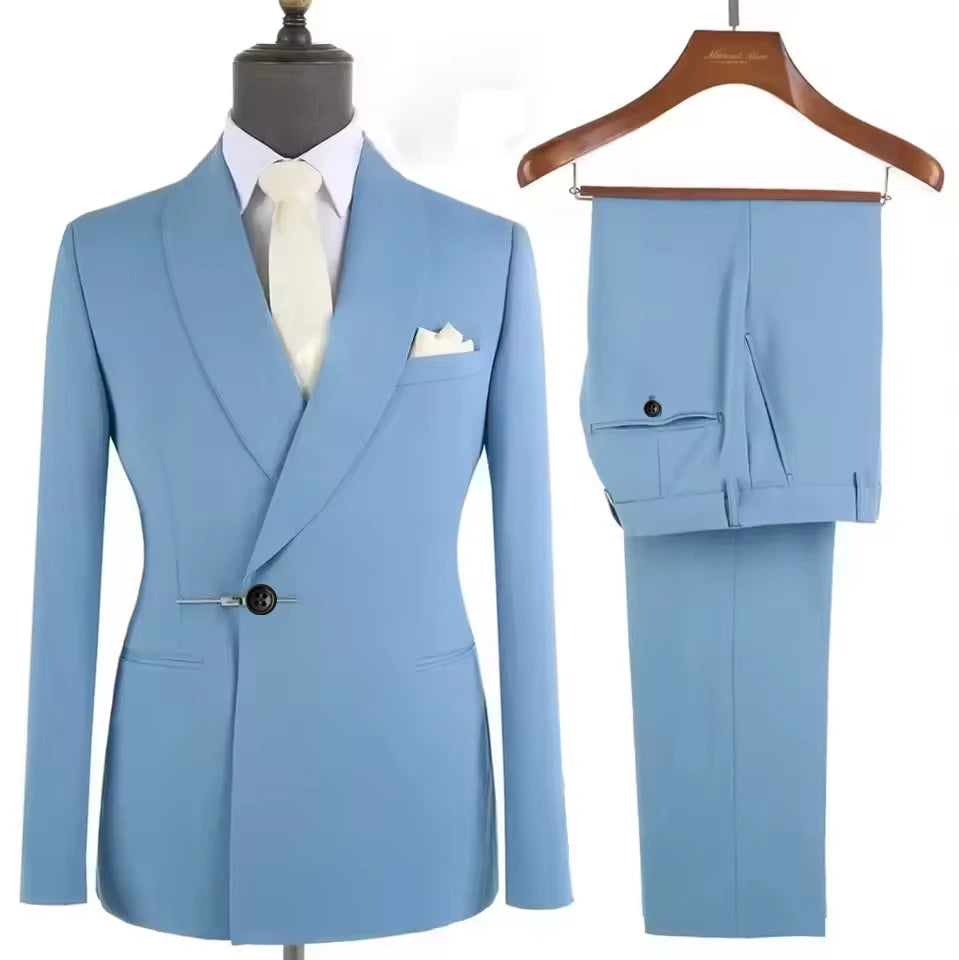 Elegant Men's Suits New High Quality Metal Side Release Buckle 2 Pieces Set Wedding Party Dinner(Blazer+ Trousers)Hot Sale 2025