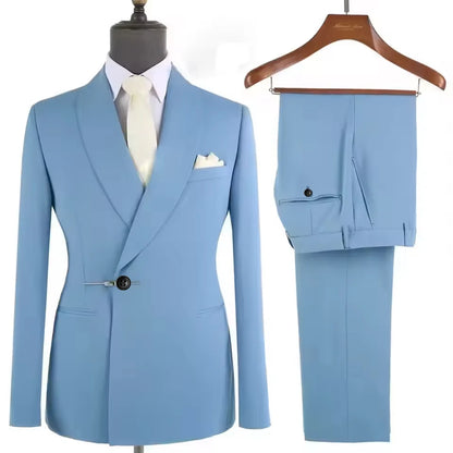 Elegant Men's Suits New High Quality Metal Side Release Buckle 2 Pieces Set Wedding Party Dinner(Blazer+ Trousers)Hot Sale 2025