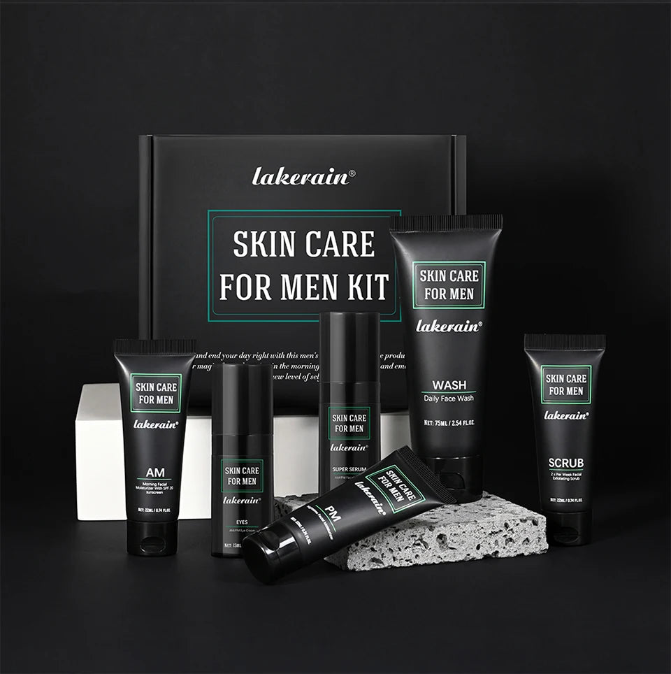 Skin Care Set for Men Essential Routine Daily Face Wash Facial Scrub Moisturizer SPF Night Cream Hydrated Skin Gifts For Men Ski