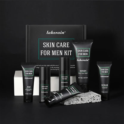 Skin Care Set for Men Essential Routine Daily Face Wash Facial Scrub Moisturizer SPF Night Cream Hydrated Skin Gifts For Men Ski