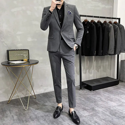 Men's High-Quality Two-Piece Wedding Suit Business Casual Banquet Costume Luxury Ensemble with Trousers