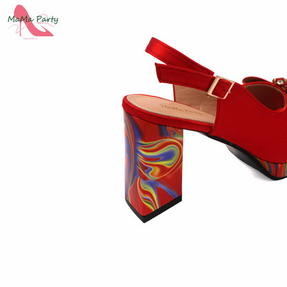 2024 INS Hot Sale New Arrivals Red Color Italian Design Shoes Matching Bag Set Super High Heels Pumps for Garden Party