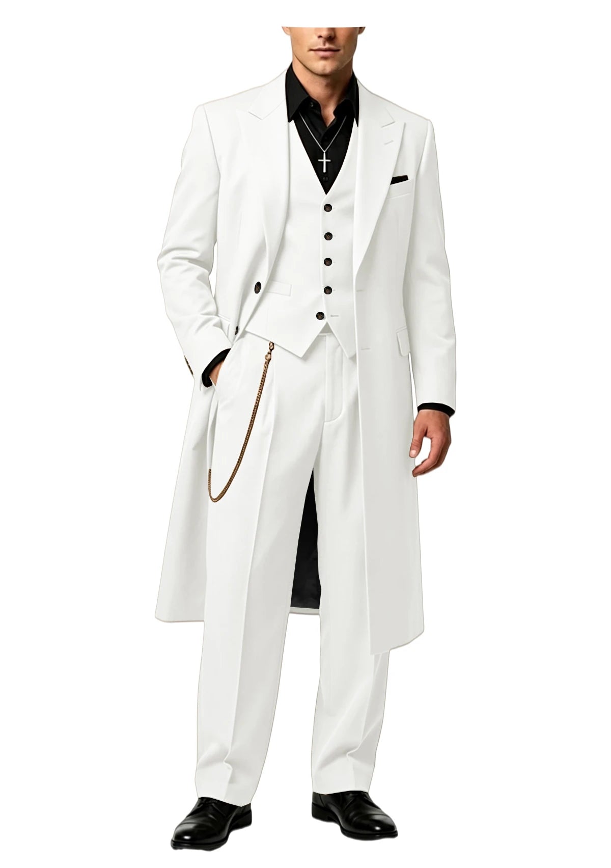 Men's Long Tailcoat 3 Piece Suit Set Blazer Vest Pants Formal Business Slim Fit Jacket Gothic Victorian Style Tuxedo for Wedding