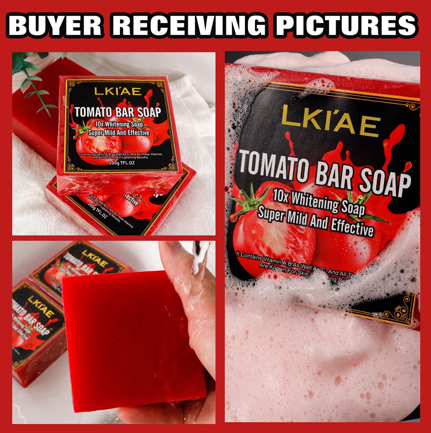 AILKE Natural Tomato Soap Bar, Whitening, Clean and Smooth Skin, Remove Wrinkles, Pigmentation, Acne, For All Skin Types, 200g
