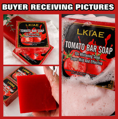 AILKE Natural Tomato Soap Bar, Whitening, Clean and Smooth Skin, Remove Wrinkles, Pigmentation, Acne, For All Skin Types, 200g
