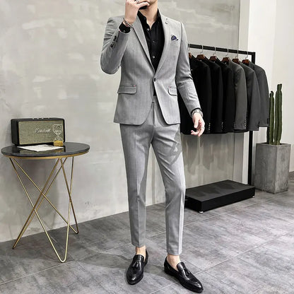 Men's High-Quality Two-Piece Wedding Suit Business Casual Banquet Costume Luxury Ensemble with Trousers