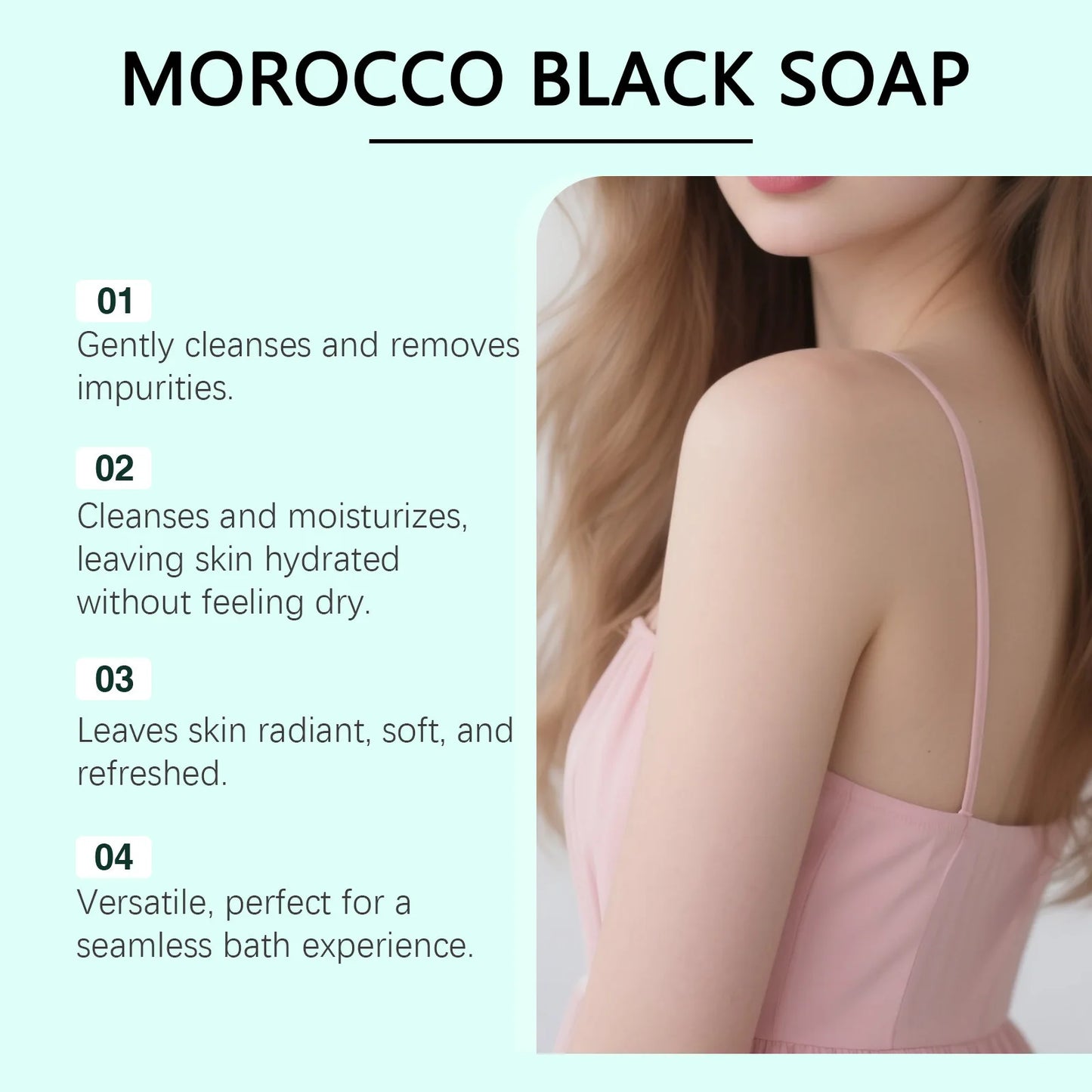 OceAura Morocco Black Soap Deep Cleaning Remove Dead Skin Cells Gentle Care Body Moisturizing Brighten Skin Smoothing Soap 100g