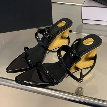 Wedges Sandals High Heels Shoes For Women New In Summer Spring Ankle Strap Luxury Thick Soled Shoes Party Ladies Heeled Sandals