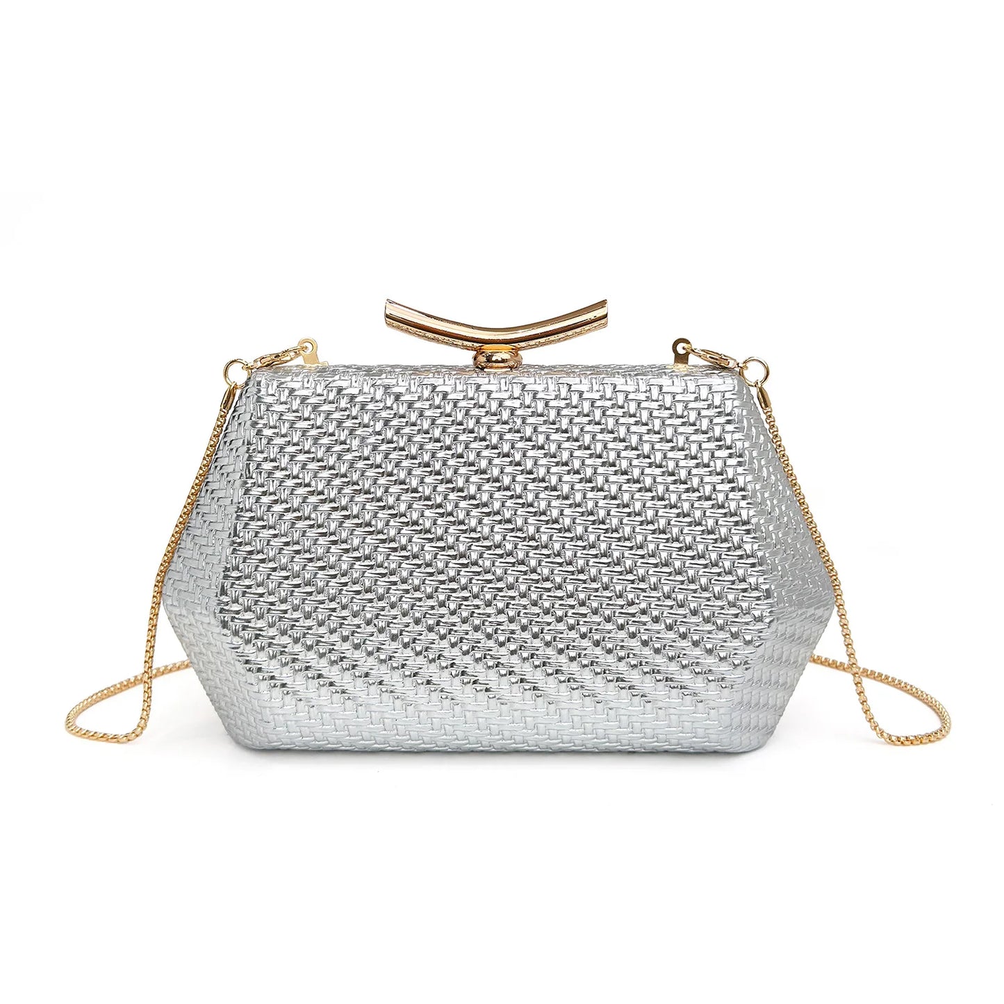 Light luxury woven diamond pattern women's evening bag simple pure colors messenger bag suitable for wedding and party occasions