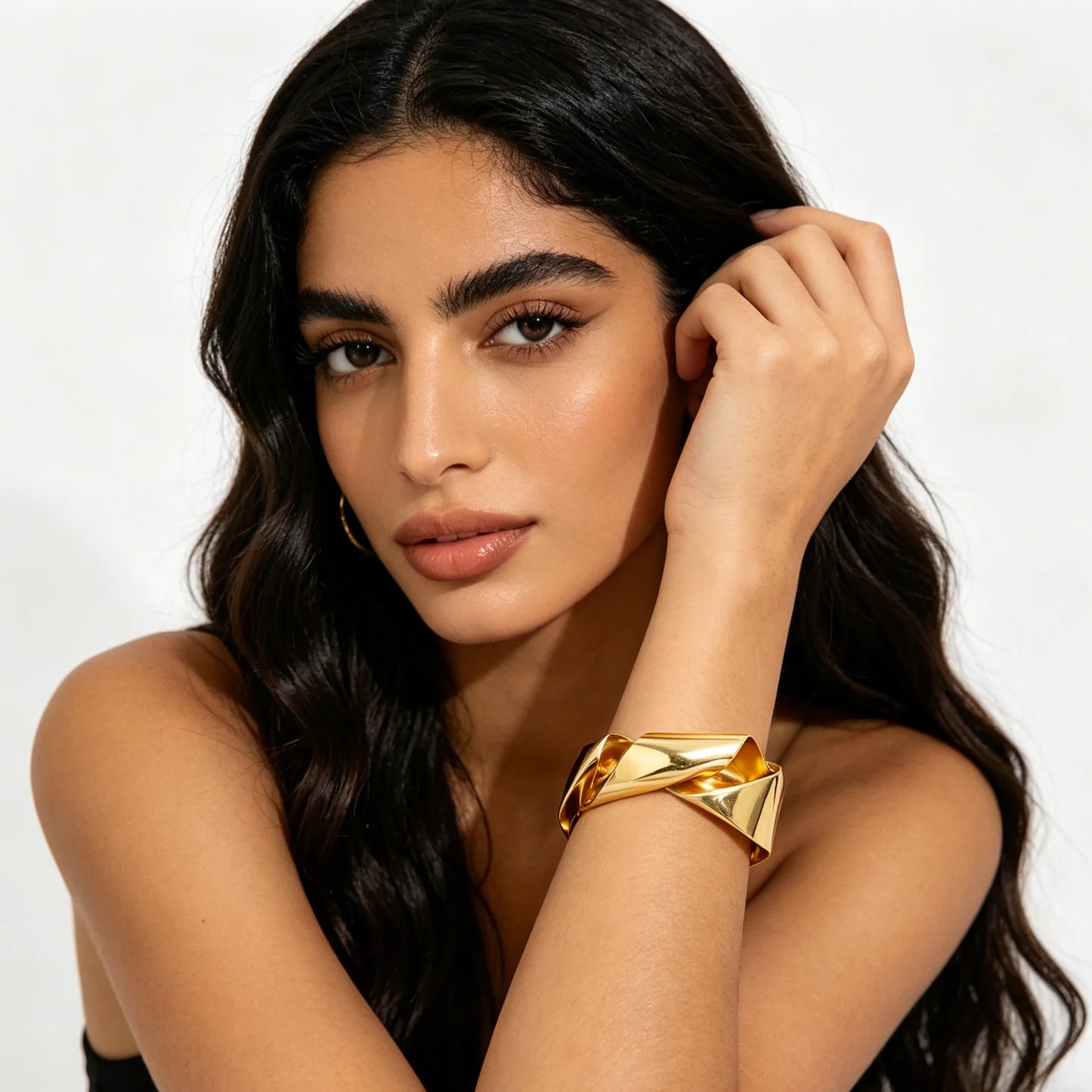 Luxury Gold Plated Dubai Jewelry Set For Women African Copper Twist Bold Design Earrings Necklace Bracelet Quality Jewelry Gift