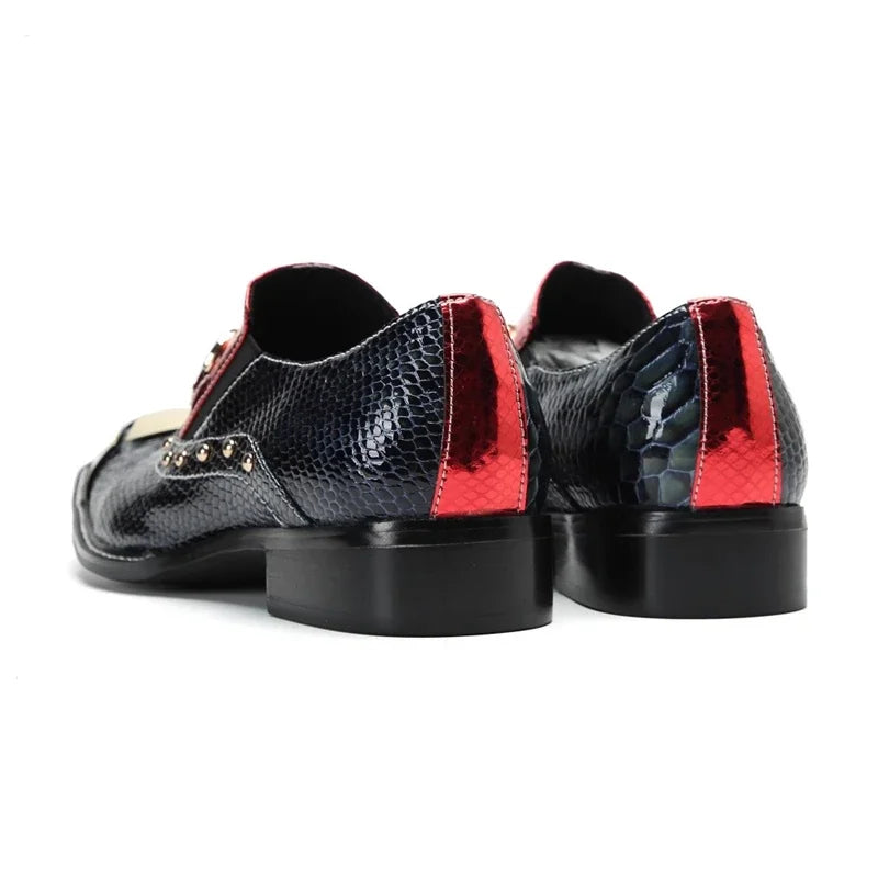 luxury mens shoes designer like snake pattern Dress shoes man Gentleman Slip On Oxfords genuine leather shoes for men Fashion