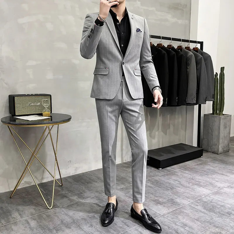 Men's High-Quality Two-Piece Wedding Suit Business Casual Banquet Costume Luxury Ensemble with Trousers