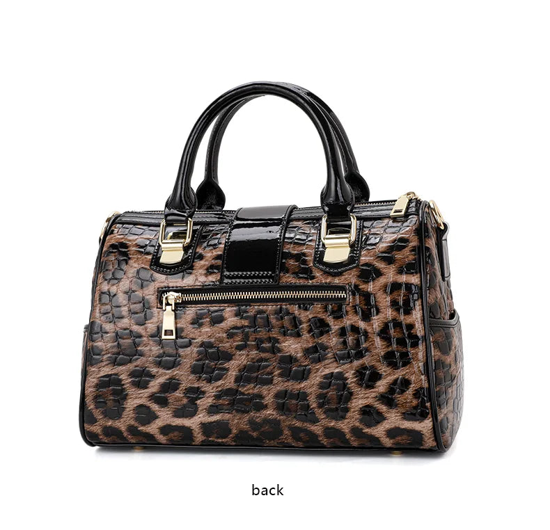 Leopard Print Women's Handbag New 2026 Fashionable and Elegant Ladies Bag Cow Leather Shoulder Bag Large Capacity Genuine