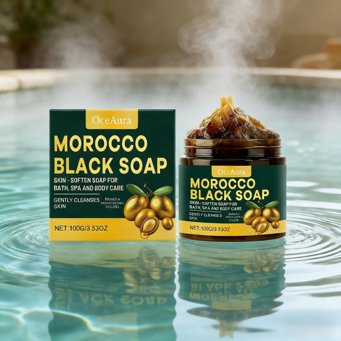 OceAura Morocco Black Soap Deep Cleaning Remove Dead Skin Cells Gentle Care Body Moisturizing Brighten Skin Smoothing Soap 100g
