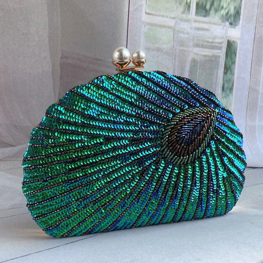 Retro Chinese Style Heavy Craft Beaded Embroidery Bag Evening Wear Portable Dinner Bag Cheongsam Clutch Perfect Match