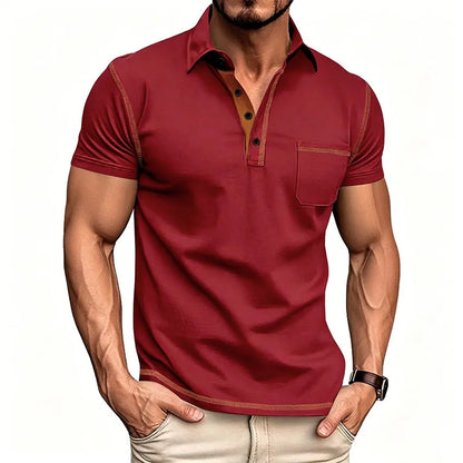 2024 New Summer Mens Lapel Pocket Polo Shirt Breathable Polyester Short Sleeve Tops Casual Daily Office Business Wear For Men