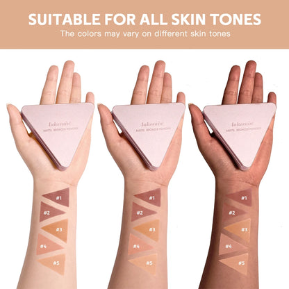 Soft Velvet Matte Bronzer Pressed Powder Long Wear Contour Even Skin Tone Light Setting Powder Natural Tan Shade Face Makeup