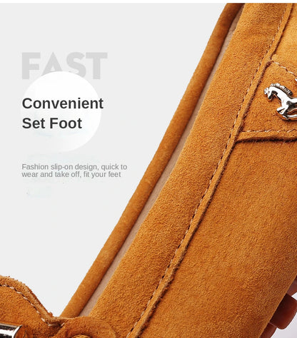 Men Genuine Leather Driving Shoes Metal Buckle Moccasins Slip-On Casual Loafers Men's Comfortable Flats Mocasines