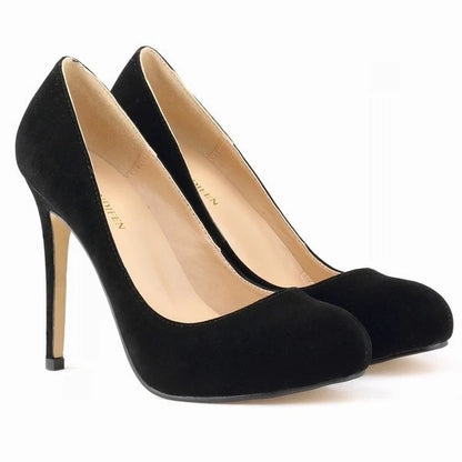 New Women Stilettos Pumps Sexy 11cm Round Toe Velvet High Heels Shallow Elegant Lady Office Party Wedding Shoes Large Size 43